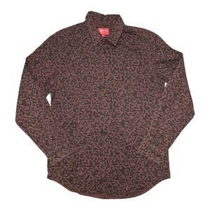 Men's Supreme Purple Black Leopard Print Button Up
